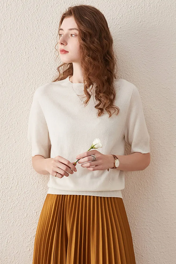 Women's Short Sleeve Wool Sweate