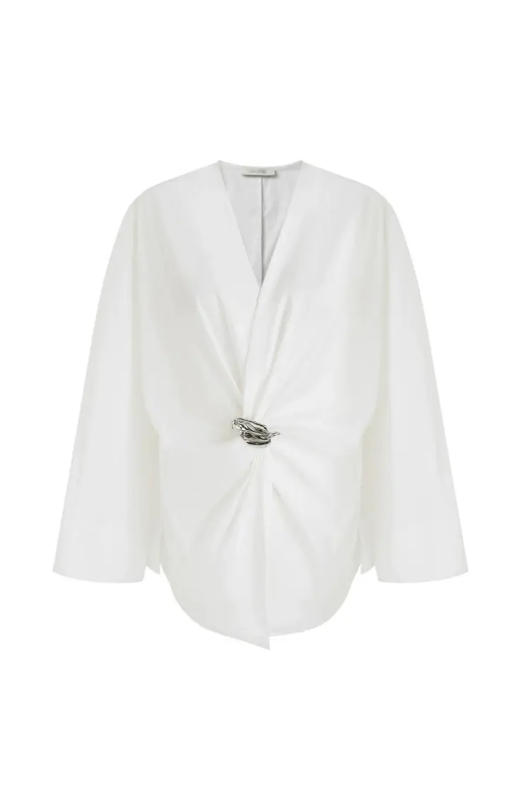 Partyblus med metallspänne för kvinnor